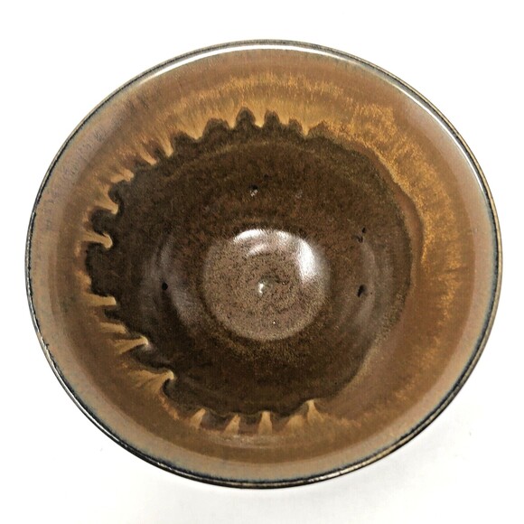 VTG Studio Art Pottery Ceramic Nesting Bowls Brown Drip Glaze Artist Signed Set - Picture 5 of 16